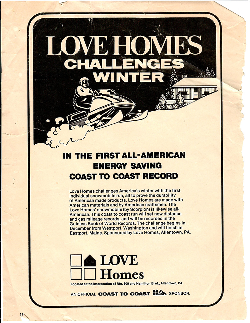 Love Homes Snowmobile Ad